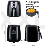 Friteuza cu aer cald Kumtel HAF-03 XXL FastFryer, Putere 1800 W, Capacitate 8.5L, Timer până la 30 de minute, temperatură reglabilă până la 200°C, Negru - imagine 4