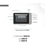 LX-9645FA Cuptor electric Kumtel Pizza & Rotisor XXL, 70 litri, 2500 W, Rotisor, Convectie, 7 moduri de gatit, geam dublu, negru/inox - imagine 11