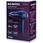 Uscător de păr de călătorie Kumtel Diamond Dry 1000W C, Maner și concentrator pliabil, ușor, compact și puternic, cu siguranță pentru întrerupere termică, setări de 2 viteze, bleumarin - imagine 2