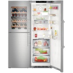 Side-by-Side Independent Liebherr SBSes 8496, Clasa Valorica Premium Plus, Culoare Tinted glazed door in wine compartment / SmartSteel, Înălțime 185 cm, Nr. Sertare in congelator 5, Greutate 176.2 kg - imagine 9