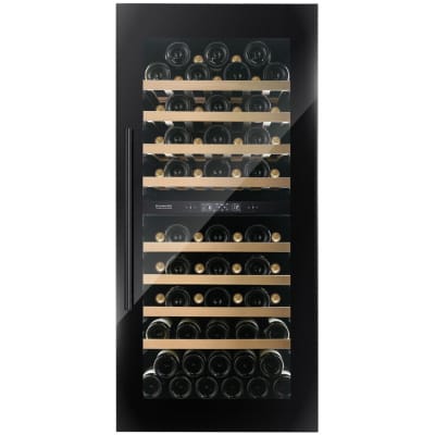 Vitrina de vin Dunavox DVS-70.185DB, Gama Spirit, Culoare Sticla neagra, Nr.zone temperatura 2, Inaltime 123.3 cm, Nr. Sticle 70, Maner Da, WiFi Nu