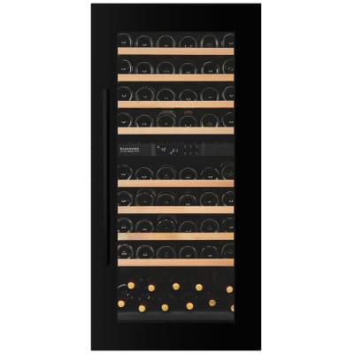 Vitrina de vin Dunavox DXJ-65.154DB, Gama Joy, Culoare Sticla neagra, Nr.zone temperatura 2, Inaltime 123.1 cm, Nr. Sticle 65, Maner Da, WiFi Nu