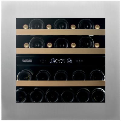 Vitrina de vin Dunavox DVH-25.65DSS.TO, Gama Horizon, Culoare Stainless steel, Nr.zone temperatura 2, Inaltime 59.6 cm, Nr. Sticle 25, Maner Push to Open, WiFi Da