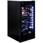 Vitrina de vin Dunavox DX-70.258B, Gama Sera, Culoare Sticla neagra, Nr.zone temperatura 1, Inaltime 122 cm, Nr. Sticle 70, Maner Da, WiFi Nu - imagine 3