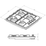 Plita incorporabila Kumtel KO-410 BF INOX, 4 Arzatoare gaz, Latime 58 cm, Gratare metalice, Aprindere electrica, Inox - imagine 4