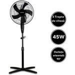 Ventilator cu picior Kumtel KTF-325.K, 3 viteze, diametru 43 cm, Mod Silentios, negru - imagine 3